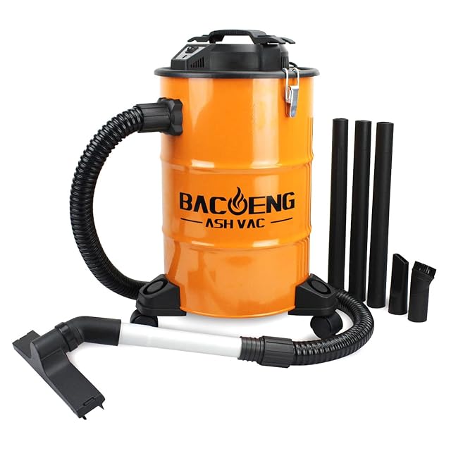 BACOENG 5.3 gallon ash vacuum for pellet stoves with wheels