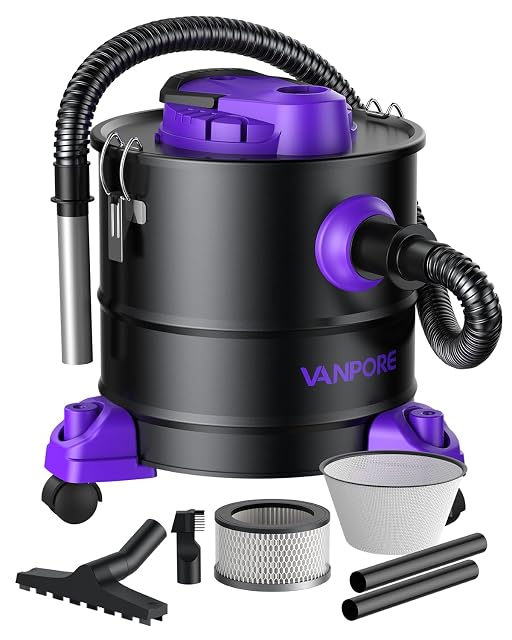 VANPORE ash vacuum for pellet stoves 5.2 gallon with wheels