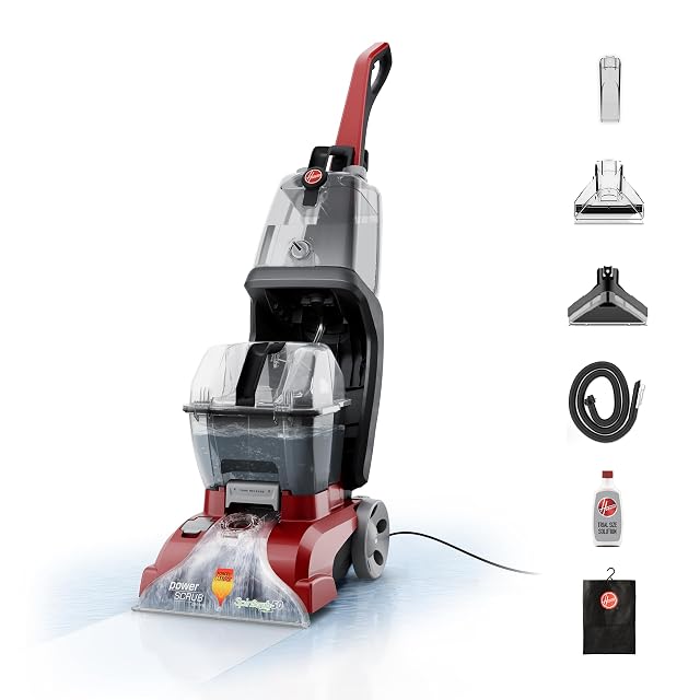 Hoover PowerScrub Deluxe carpet cleaner machine with pet and upholstery tools