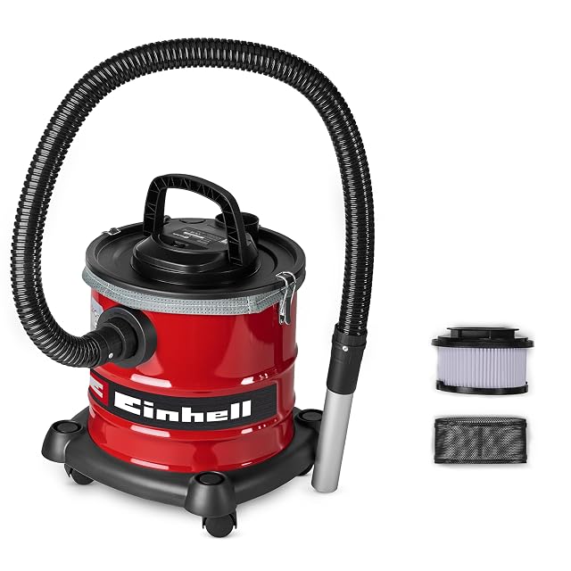Einhell TC-AV 2032 DW ash vacuum with 20 litre steel drum and aluminium hose, product photograph
