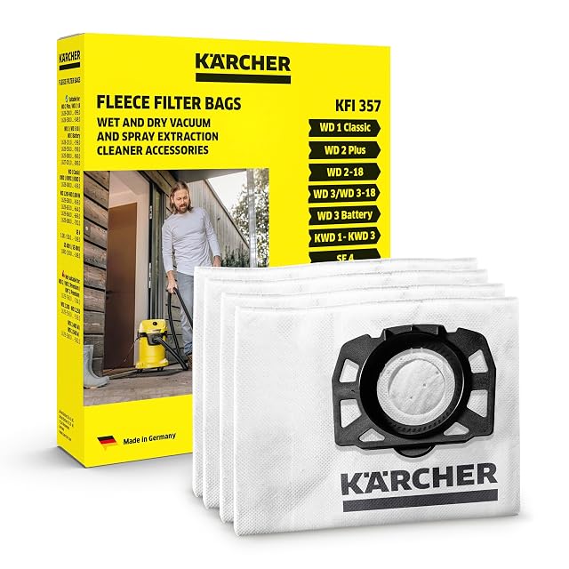 Kärcher KFI 357 three-layer fleece filter bags, pack of four, product photograph