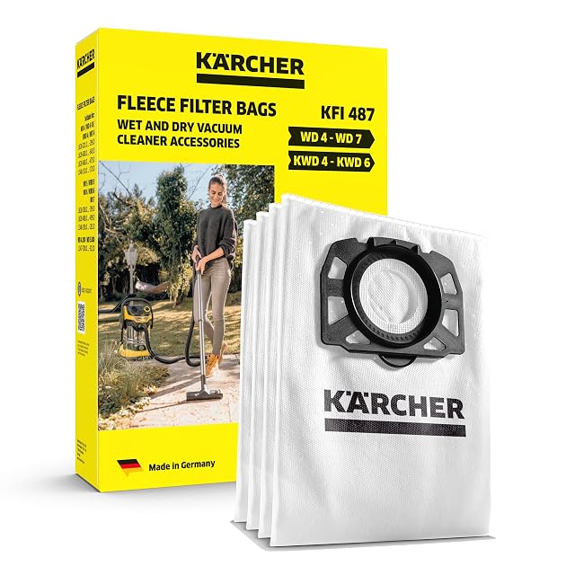 Kärcher KFI 487 three-layer fleece filter bags, pack of four, product photograph