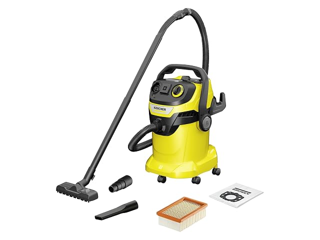 Kärcher WD 5 P V wet and dry vacuum with flat pleated filter and appliance socket, product photograph