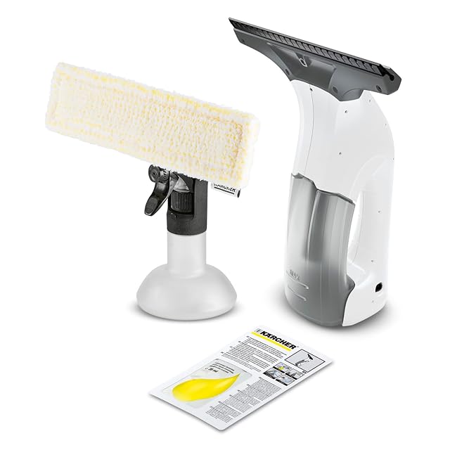 Kärcher WV 1 Plus window vacuum with spray bottle and microfibre cover, product photograph
