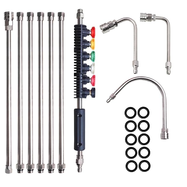 Xiny Tool pressure washer extension wand set with straight 30 degree 90 degree and U shaped wands