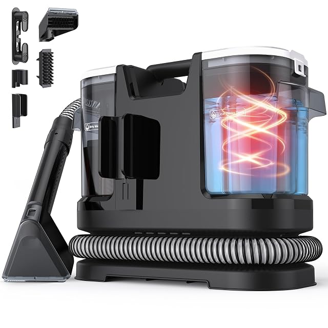 Lubluelu upholstery cleaner with twin water tanks and heated spray extraction, product photograph
