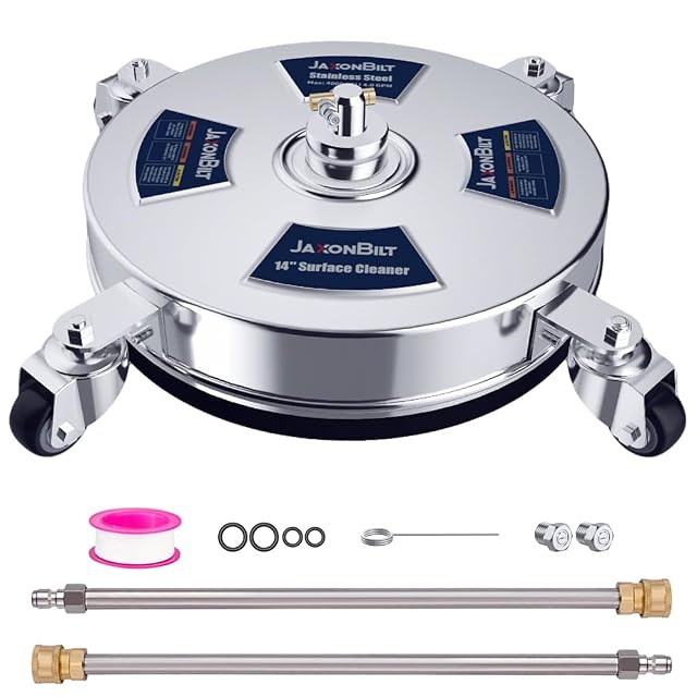 JaxonBilt 14 inch stainless steel pressure washer surface cleaner with wheels