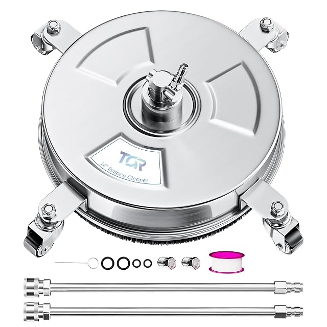 TOR 14 inch pressure washer surface cleaner in stainless steel with four wheels