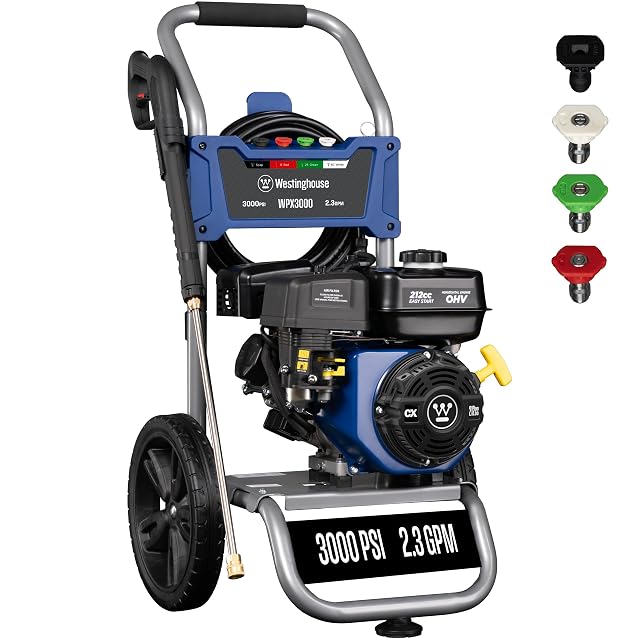 Westinghouse WPX3000 gas pressure washer with never-flat wheels