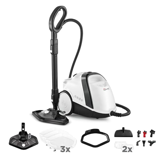 Polti Vaporetto Smart 120 steam cleaner with boiler and accessory set, product photograph
