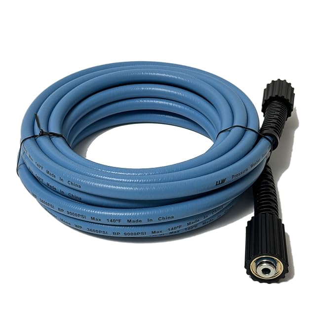 LULUW blue 25 foot quarter inch pressure washer hose with brass M22 fittings