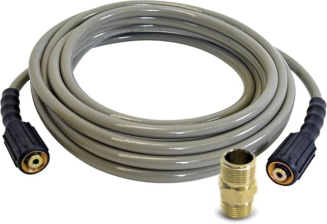 Simpson MorFlex 25 foot pressure washer hose with bend protectors and dual o-ring M22 fittings