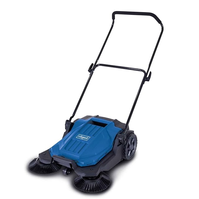 Scheppach S800 manual push sweeper with three-brush system and 20 litre basket, product photograph