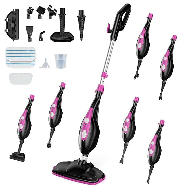 NEWBULIG 14-in-1 steam mop with detachable handheld steam cleaner and washable pads