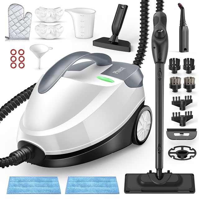 Phueut 1800W multipurpose steam cleaner with 28 accessories and 1.5 liter tank