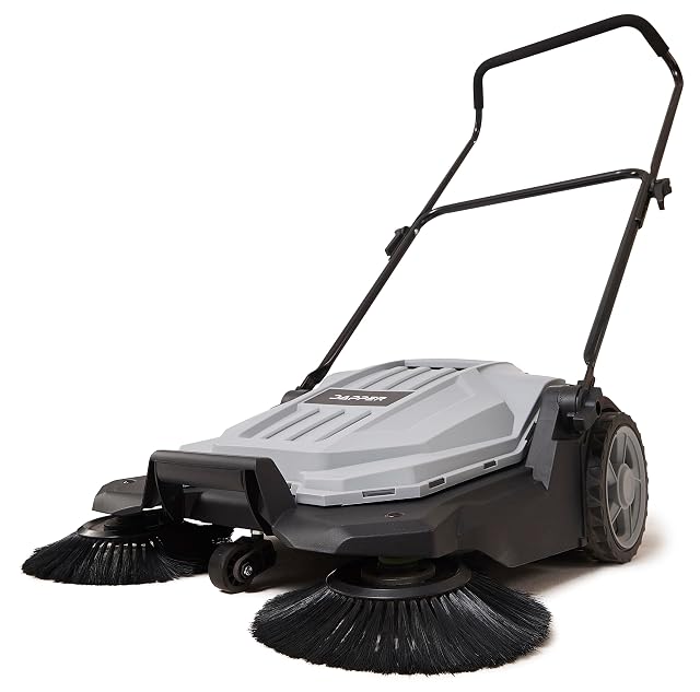 Dapper Supply walk-behind outdoor hand push floor sweeper in grey
