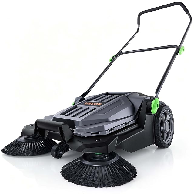 VEVOR walk-behind hand push floor sweeper with 25.6 inch sweeping width