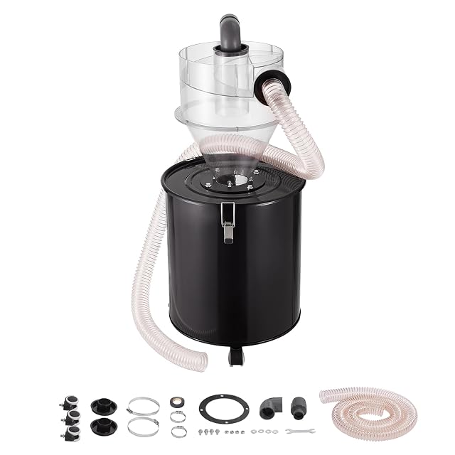 VEVOR cyclone dust separator with metal tank for workshop vacuums, product photograph
