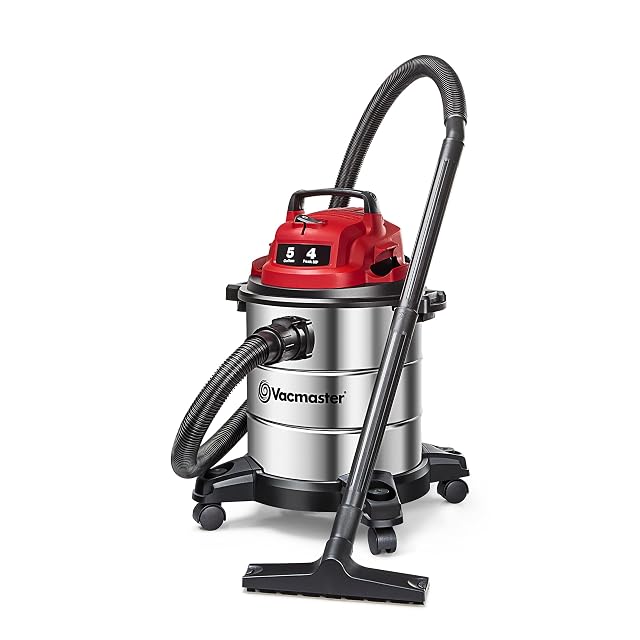 Vacmaster VOC508S 5 gallon stainless steel wet dry vacuum in red