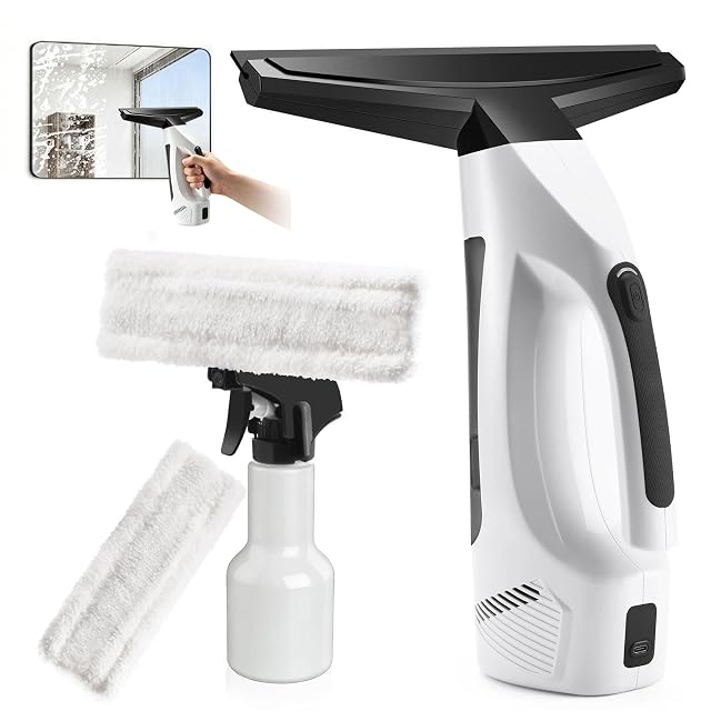 Oqioprd 3-in-1 cordless window vacuum squeegee with 200 ml tank and spray bottle